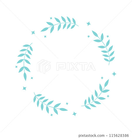 a simple green plant frame, round. Isolated on a white background 115628386