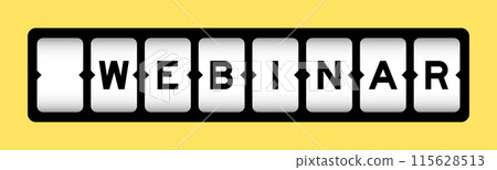 Black color in word webinar on slot banner with yellow color background 115628513