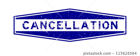 Grunge blue cancellation word hexagon rubber seal stamp on white background 115628564