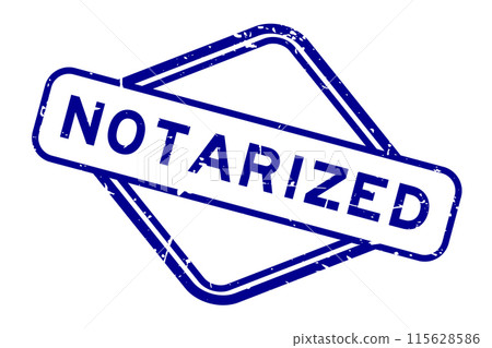 Grunge blue notarized word rubber seal stamp on white background Grunge blue notarized word rubber seal stamp on white background 115628586