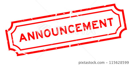 Grunge red announcement word rubber seal stamp on white background Grunge red announcement word rubber seal stamp on white background 115628599