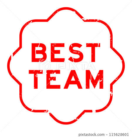 Grunge red best team word rubber seal stamp on white background 115628601