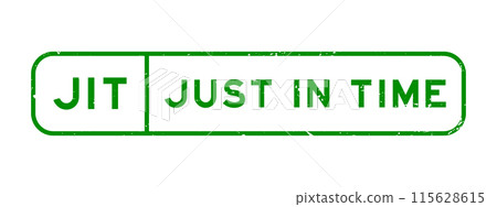Grunge green JIT just in time word square rubber seal stamp on white background Grunge green JIT just in time word square rubber seal stamp on white background 115628615