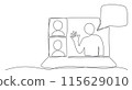 Video conference One line drawing on white background 115629010