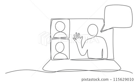 Video conference One line drawing on white background 115629010