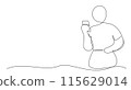 Mobile phone One line drawing on white background 115629014