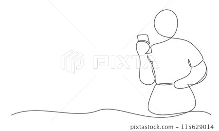 Mobile phone One line drawing on white background 115629014