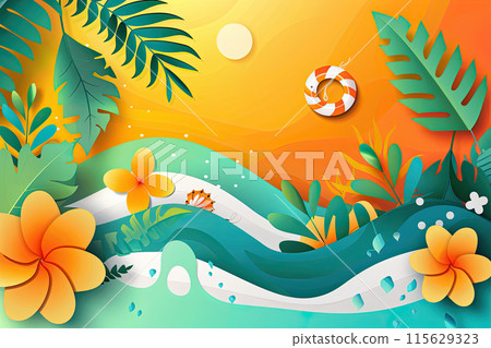 Colorful Summer background layout banners design. Ai generative 115629323