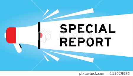 Color megaphone icon with word special report in white banner on blue background 115629985