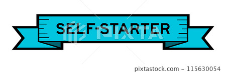 Ribbon label banner with word self starter in blue color on white background Ribbon label banner with word self starter in blue color on white background 115630054