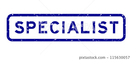 Grunge blue specialist word square rubber seal stamp on white background Grunge blue specialist word square rubber seal stamp on white background 115630057