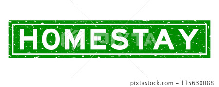 Grunge green homestay word square rubber seal stamp on white background 115630088