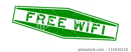 Grunge green free wifi word hexagon rubber seal stamp on white background Grunge green free wifi word hexagon rubber seal stamp on white background 115630238