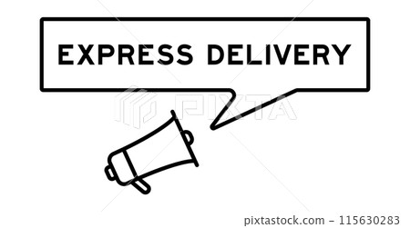 Megaphone icon with speech bubble in word express delivery on white background Megaphone icon with speech bubble in word express delivery on white background 115630283