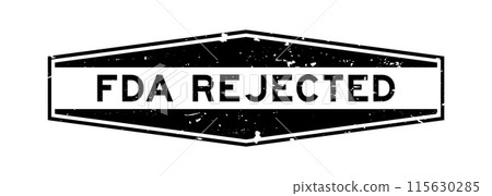 Grunge black FDA rejected word hexagon rubber seal stamp on white background 115630285