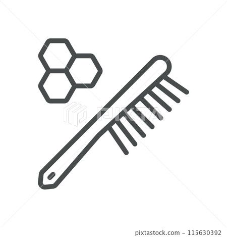 Bee Hive Brush Icon. Thin Line Illustration of a Beekeeping Brush Used for Gently Removing Bees from Honeycombs. 115630392