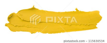 Yellow plasticine brush isolated on white background. Yellow plasticine brush isolated on white background. 115630534