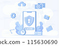 Data protection and protect personal detail concept. Safety and security technology. Sensitive information safety, security, account protect. Identity to access data. Flat design vector illustration. 115630690