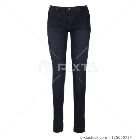 Front View of Classic Dark Blue Jeans 115630784