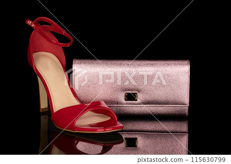Red High Heel with Pink Clutch 115630799
