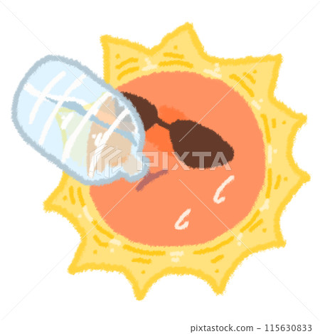 The sun staggering around, drinking water from a plastic bottle The sun staggering around, drinking water from a plastic bottle 115630833