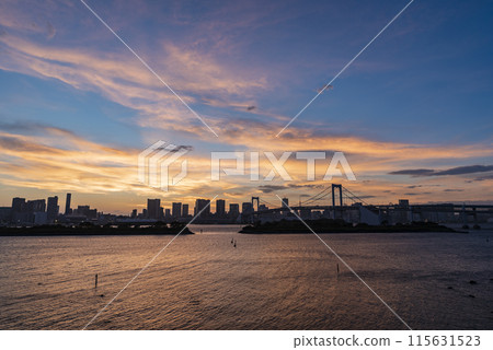 Sunset at Odaiba Seaside Park, Odaiba, Minato Ward, Tokyo 115631523