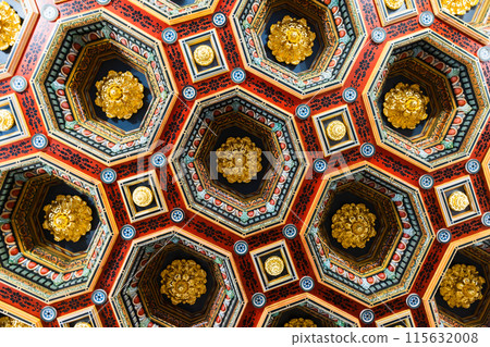 Vintage luxury architecture template, looking up at colorful ceiling Vintage luxury architecture template, looking up at colorful ceiling 115632008
