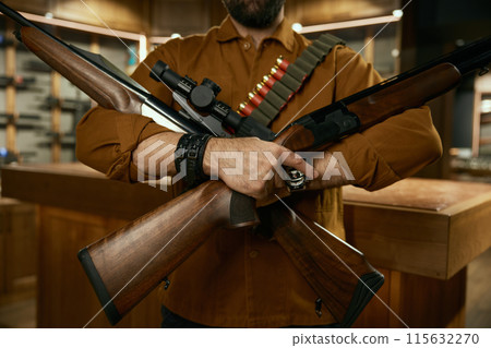 Hunter with purchased ammunition for seasonal hobby 115632270