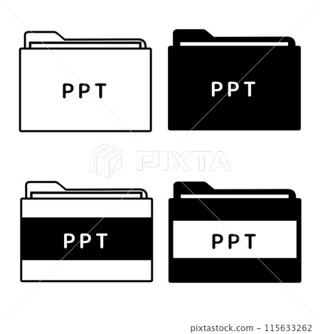 File extension PPT icon set of 4 (black and white) File extension PPT icon set of 4 (black and white) 115633262