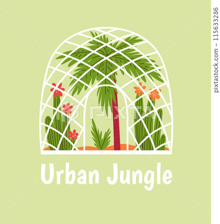 Greenhouse with desert plants. 115633286