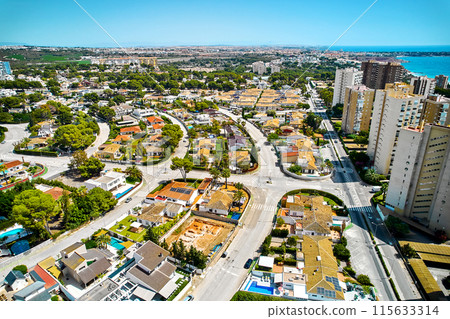 Aerial view Dehesa de Campoamor, village in Orihuela Costa. Spain 115633314