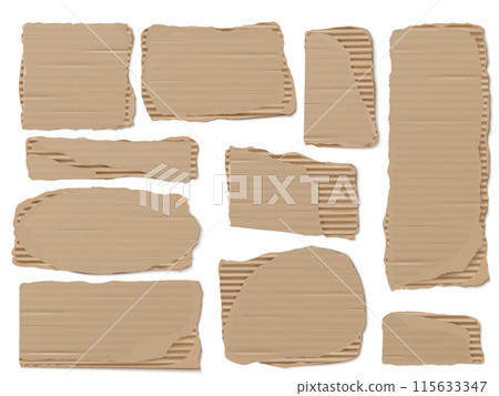 Set of realistic torn cardboard textures for mockups. 115633347