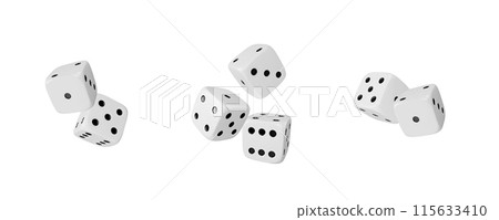 A set of 3D white cubes for games and leisure. Isolated background. A set of 3D white cubes for games and leisure. Isolated background. 115633410