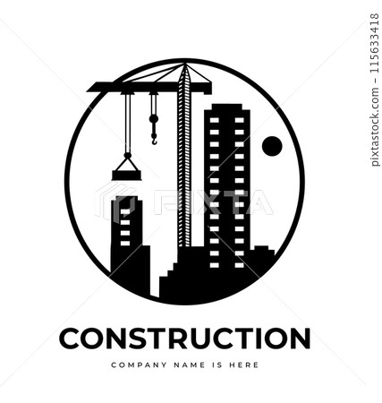 construction company logo with crane. 115633418