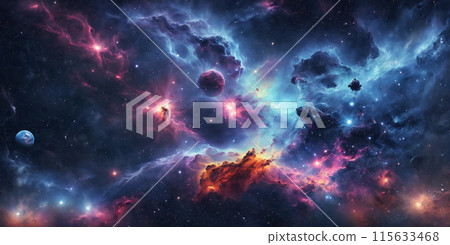 Space Background with Realistic Nebula and Shining Stars 115633468