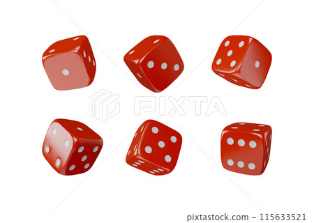 Red dice variety set 3D icon vector illustration Red dice variety set 3D icon vector illustration 115633521