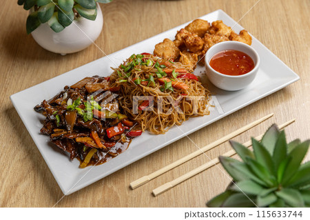 Delicious Asian noodle dish 115633744
