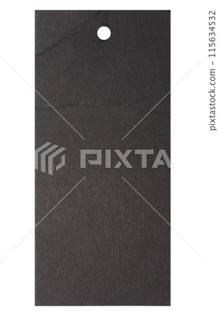 Blank black rectangular paper tag on a white background, template for price, discount 115634532