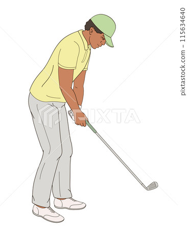 golf player African American male character with club golf player African American male character with club 115634640