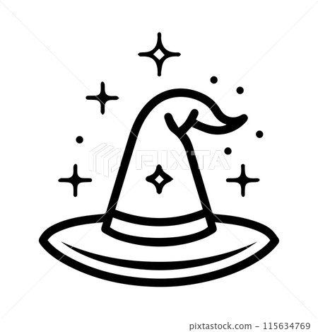 Magic Hat logo or modern line icon. Vector line art and icon design with bold outline. Black and white Pixel Perfect minimalistic symbol isolate white background. Creative logotype 115634769
