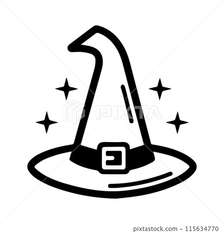 Magic Hat logo or modern line icon. Vector line art and icon design with bold outline. Black and white Pixel Perfect minimalistic symbol isolate white background. Creative logotype 115634770