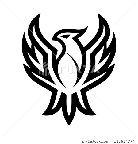 Phoenix logo or modern line icon. Vector line art and icon design with bold outline. Black and white Pixel Perfect minimalistic symbol isolate white background. Creative logotype Phoenix logo or modern line icon. Vector line art and icon design with bold outline. Black and white Pixel Perfect minimalistic symbol isolate white background. Creative logotype 115634774