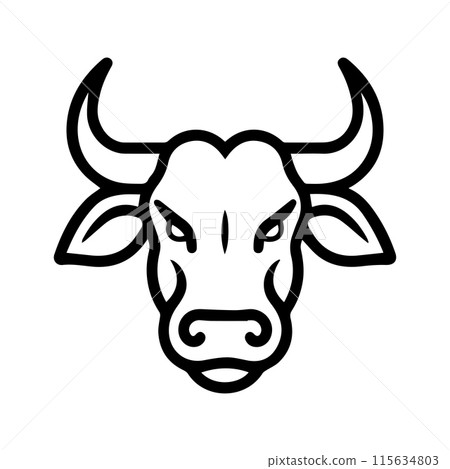 Big bull logo or modern line icon. Vector line art and icon design with bold outline. Black and white Pixel Perfect minimalistic symbol isolate white background. Creative logotype Big bull logo or modern line icon. Vector line art and icon design with bold outline. Black and white Pixel Perfect minimalistic symbol isolate white background. Creative logotype 115634803
