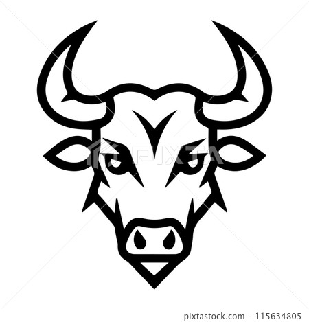 Big bull logo or modern line icon. Vector line art and icon design with bold outline. Black and white Pixel Perfect minimalistic symbol isolate white background. Creative logotype Big bull logo or modern line icon. Vector line art and icon design with bold outline. Black and white Pixel Perfect minimalistic symbol isolate white background. Creative logotype 115634805