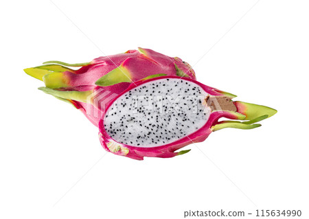 Dragon fruit isolated on white background. Pitaya fruit cut out on white for design. 115634990