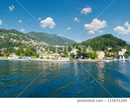 Town on Lake Como summer coast (Italy). Town on Lake Como summer coast (Italy). 115635269