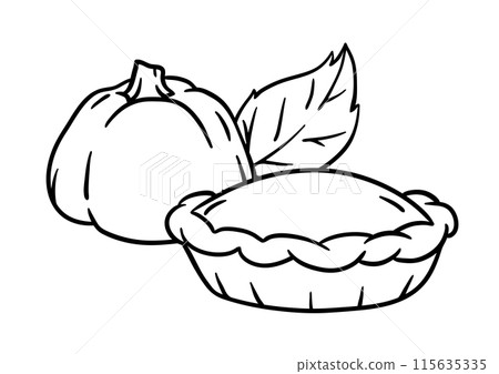 Autumn food illustration. Happy Thanksgiving Day and Halloween traditional symbols. Autumn food illustration. Happy Thanksgiving Day and Halloween traditional symbols. 115635335