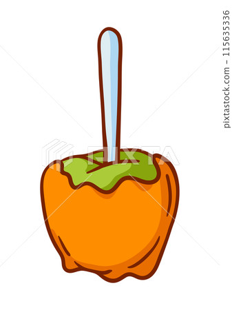 Caramel apple illustration. Delicious autumn healthy sweets. Caramel apple illustration. Delicious autumn healthy sweets. 115635336