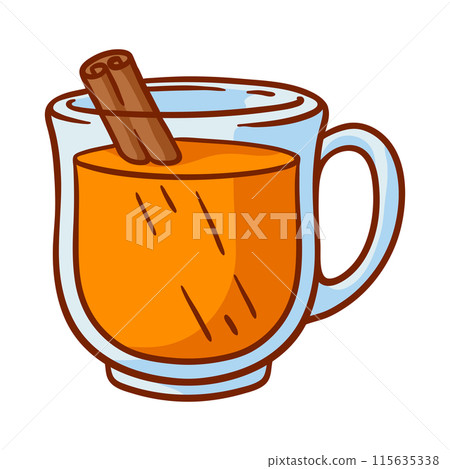 Mulled wine illustration. Delicious autumn hot drinks. 115635338