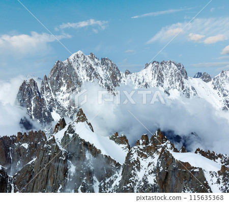 Mont Blanc mountain massif (view from Aiguille du Midi Mount,  France ) 115635368